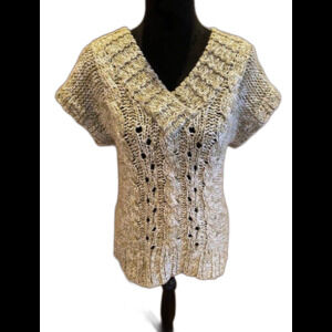 New York "At Last" Variegated Brown Cream and White Sweater Vest Boho Size Large